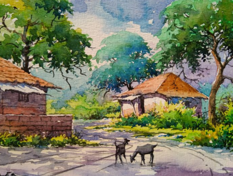 Tamil-Nadu-Village-Home-by-Raja-Art-Studio